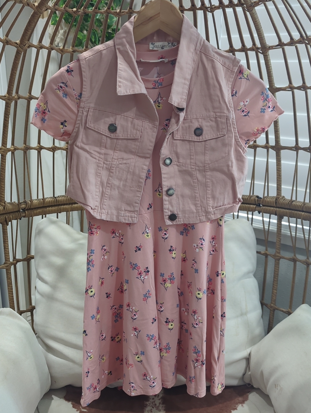 Knitworks Pink Floral Dress with Cropped Jacket